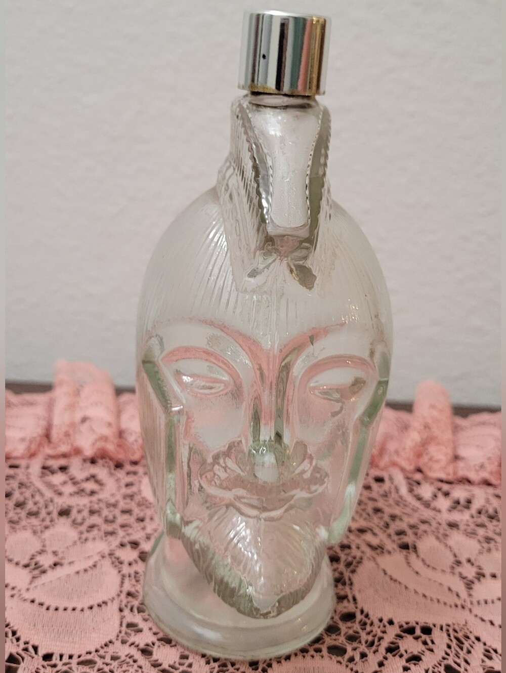 Vintage Avon Spartan Helmet Head Cologne Bottle Clear Glass